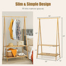 Bamboo Clothes Hanging Rack with 2-Tier Storage Shelf for Entryway Bedroom-Natural by LJGDeals