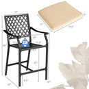 2 Pieces Patio Bar Stool with Height Cushion and Armrest by LJGDeals