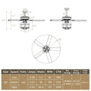 50 Inch Noiseless Ceiling Fan Light with Explosion-proof Glass Lampshades-Black by LJGDeals
