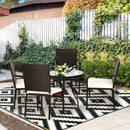 Set of 4 Patio Rattan Stackable Dining Chair with Cushioned Armrest for Garden by LJGDeals