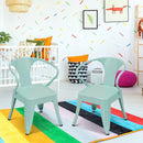 Set of 2 Steel Armchair Stackable Kids Chairs-Green by LJGDeals