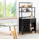 Kitchen Bakers Rack Freestanding Wine Rack Table with Glass Holder and Drawer by LJGDeals