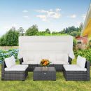 6 Pieces Patio Rattan Furniture Set with Retractable Canopy by LJGDeals