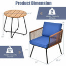 3 Pieces Patio Bistro Furniture Set with Armrest and Soft Cushions by LJGDeals