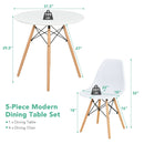 5 Pieces Table Set With Solid Wood Leg For Dining Room-White