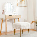 Faux Fur Vanity Stool with Golden Metal Legs for Makeup Room by LJGDeals