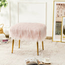 Faux Fur Vanity Stool with Golden Metal Legs for Makeup Room by LJGDeals