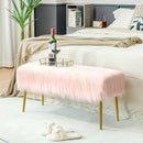 Upholstered Faux Fur Vanity Stool with Golden Legs for Makeup Room by LJGDeals