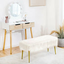 Upholstered Faux Fur Vanity Stool with Golden Legs for Makeup Room by LJGDeals
