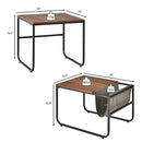 Set of 2 Nesting Coffee Tables with Side Pocket for Living Room Bedroom-Rustic Brown by LJGDeals