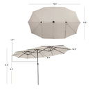 15 Feet Twin Patio Umbrella with 48 Solar LED Lights by LJGDeals