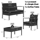 4 Pieces Patio Rattan Furniture Set with Cushion by LJGDeals