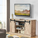 55 Inch Sliding Barn Door TV Stand with Adjustable Shelves for TVs up to 65 Inch-Natural by LJGDeals