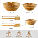 8 Pieces Bamboo Salad Bowl Set with Server Utensils-Natural by LJGDeals