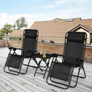 3 Pieces Folding Portable Zero Gravity Reclining Lounge Chairs Table Set by LJGDeals