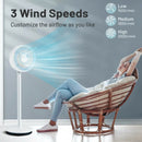 9 Inch Portable Oscillating Pedestal Floor Fan with Adjustable Heights and Speeds-White by LJGDeals