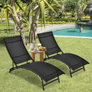 2 Pieces Patio Folding and Stackable Chaise Lounge Chair with 5-Position Adjustment-Black by LJGDeals