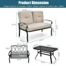 2 Pieces Patio Loveseat Bench Table Furniture Set with Cushioned Chair-Blue by LJGDeals