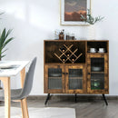 Buffet Kitchen Storage Cupboard with Glass Door and Adjustable Shelves-Rustic Brown by LJGDeals