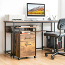 2 Drawer Mobile File Cabinet Printer Stand with Open Shelf for Letter Size-Rustic Brown by LJGDeals