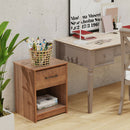 Wooden Nightstand with Drawer and Open Storage Compartment