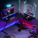 L Shaped Computer Desk Home Office Workstation with Movable Monitor Stand-Black by LJGDeals