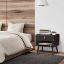 Nightstand Bedroom Table with Drawer Storage Shelf-Brown by LJGDeals