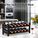 2-Tier 12 Bottles Bamboo Storage Shelf Wine Rack by LJGDeals