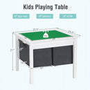 2-in-1 Kids Double-sided Activity Building Block Table with Drawers-White by LJGDeals