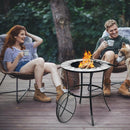 23.5 Inches Round Fire Pit Table with Mesh Cover and Fire Poker by LJGDeals