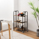 Foldable Rolling Cart with Storage Shelves for Kitchen-3-Tier by DirectDeals