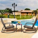 3 Pieces Patio Rattan Rocking Furniture Set by LJGDeals