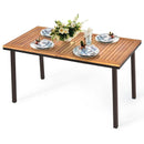 55 Inch Patio Acacia Dining Table with Umbrella Hole by LJGDeals