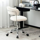Computer Desk Chair Adjustable Sherpa Office Chair Swivel Vanity Chair by LJGDeals