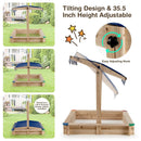 Kids Wooden Sandbox with Height Adjustable and Rotatable Canopy Outdoor Playset by LJGDeals