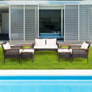 7 Pieces Patio Rattan Cushioned Conversation Furniture Set by LJGDeals