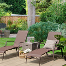 2 Pieces Patio Folding Chaise Lounge Chair Set with Adjustable Back-Brown by LJGDeals