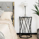 Hexagonal Accent End Table with Tempered Glass Top and Metal Frame by LJGDeals