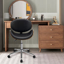 Adjustable Leather Office Chair Swivel Bentwood Desk Chair with Curved Seat-Black by LJGDeals