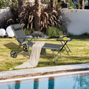 Adjustable Patio Folding Chaise Lounge Chair with Wheels by LJGDeals