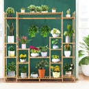 9-Tier Bamboo Plant Stand with Hanging Rack by LJGDeals