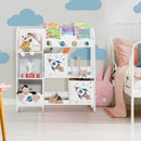 Wooden Children Storage Cabinet with Storage Bins-Rocket Pattern by LJGDeals