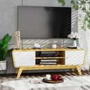 Sliding Door TV Stand with Adjustable Shelf for TVs up to 55 Inch by LJGDeals