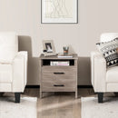 Modern Wood Grain Nightstand with Cable Hole and Open Compartment by LJGDeals