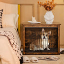 Wooden Dog Crate Furniture with Double Door and Tray-Brown by LJGDeals