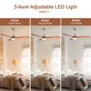 52 Inch Reversible Ceiling Fan with LED Light and Adjustable Temperature-Silver