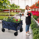 Folding Utility Garden Cart with Wide Wheels and Adjustable Handle by LJGDeals