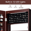 Lockable Wall Door Mounted Mirror Jewelry Cabinet w/LED Lights by LJGDeals