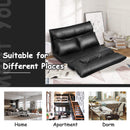 Foldable PU Leather Leisure Floor Sofa Bed with 2 Pillows-Black