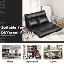 Foldable PU Leather Leisure Floor Sofa Bed with 2 Pillows-Black by LJGDeals